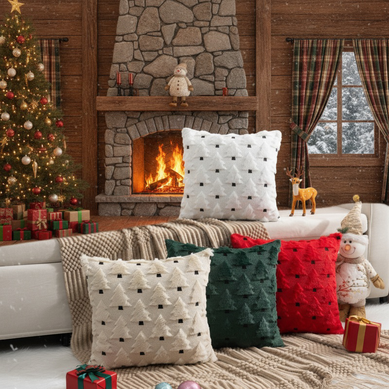 Festive Embroidered Cushion Cover for Home Decor