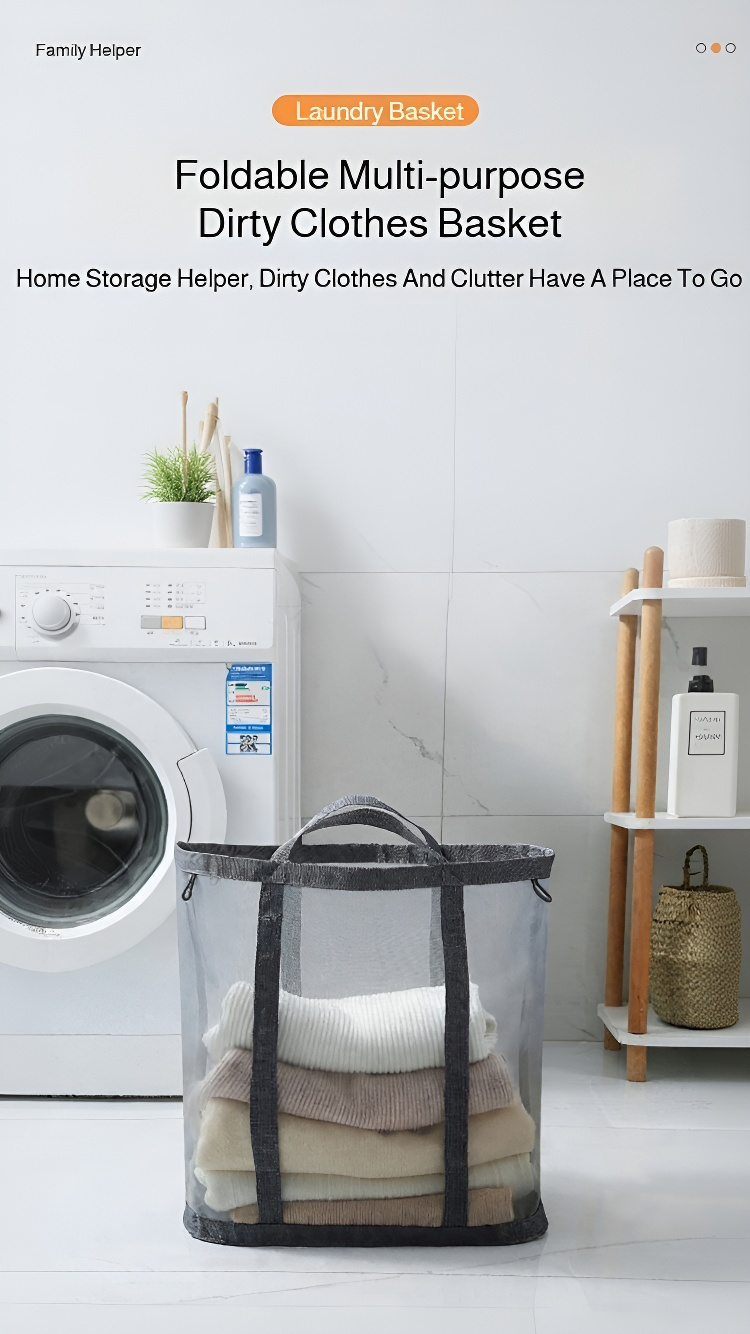 Foldable large capacity laundry basket for bathroom