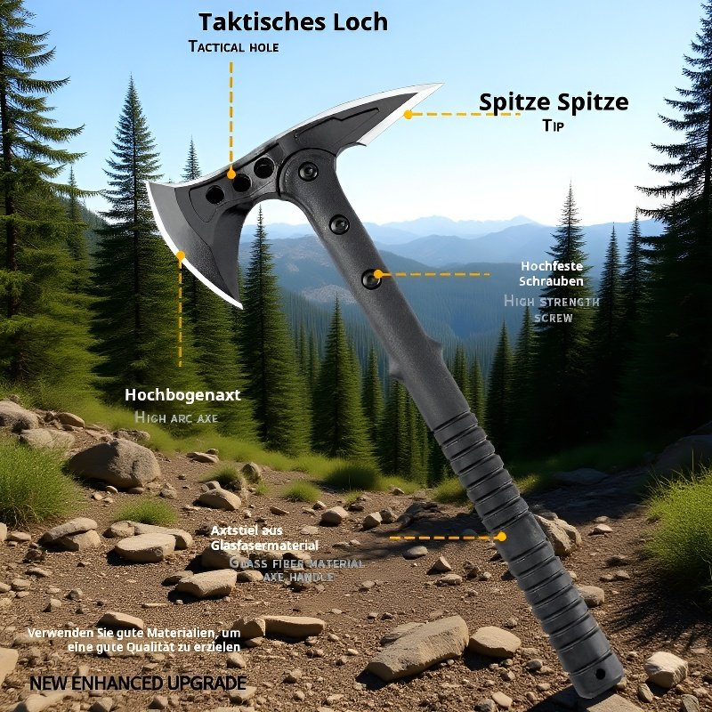 Multifunktionale taktische Axt für Outdoor – Baumfällen und Hacken, große Soldatenaxt