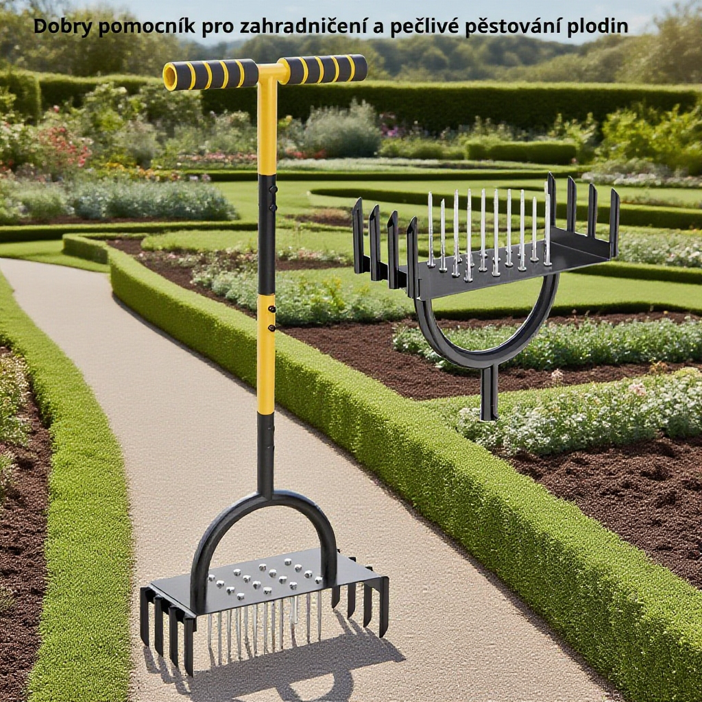  Čepelový provzdušňovač trávníku z uhlíkové oceli s madlem 