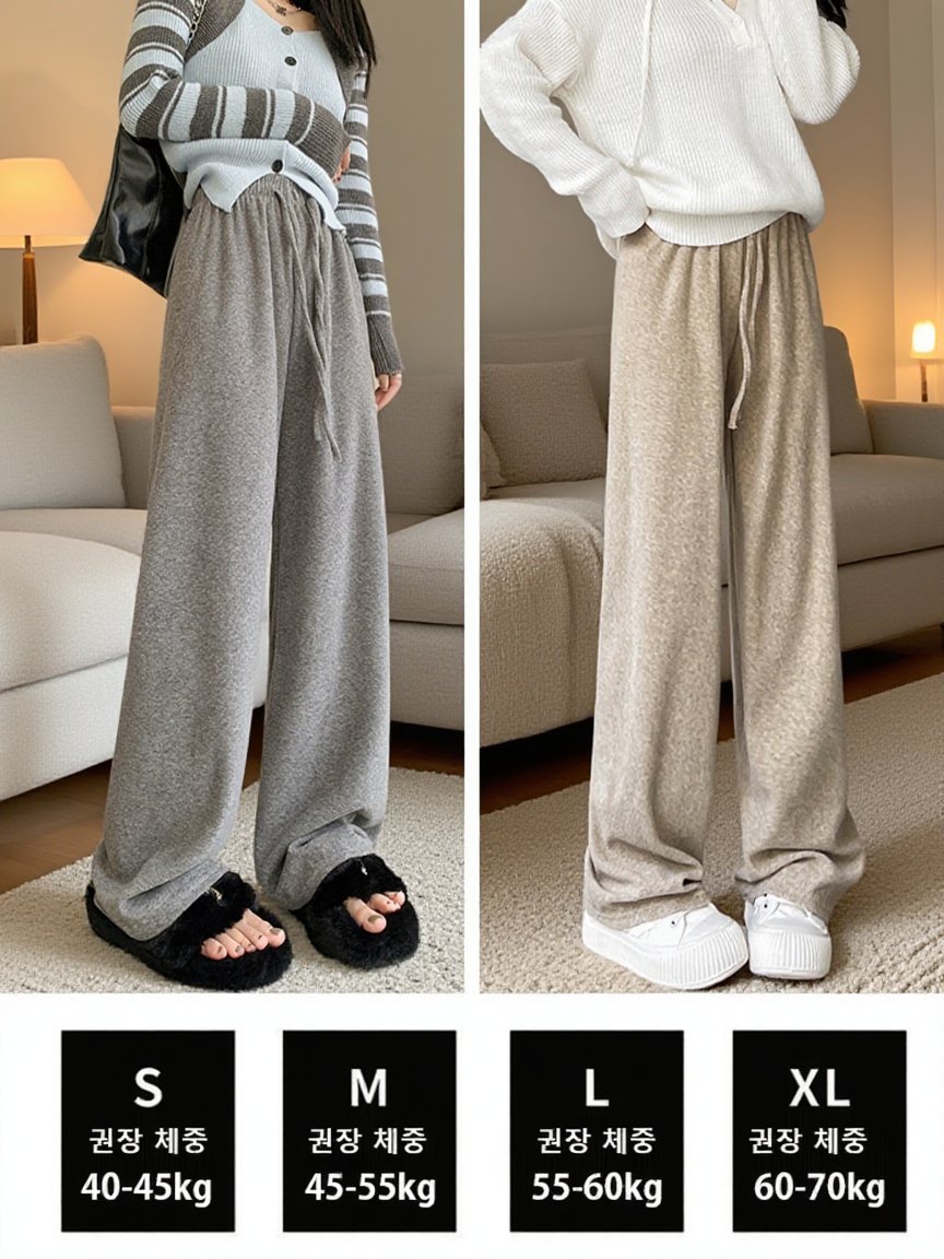 여성용 부드러운 드레이프 타월 스트레이트 팬츠【다재다능 바지】