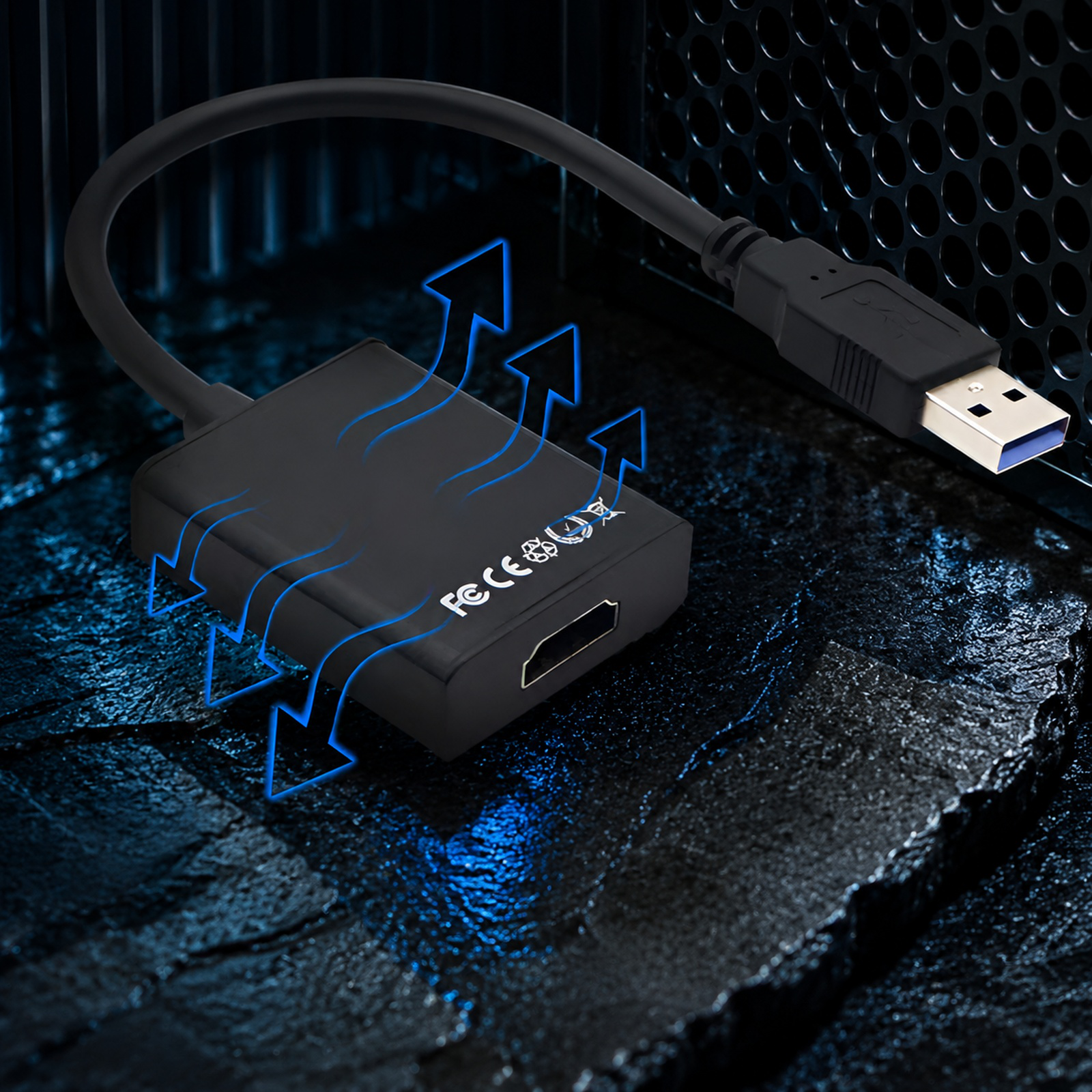 Plug and play USB to HDMI adapter for PC