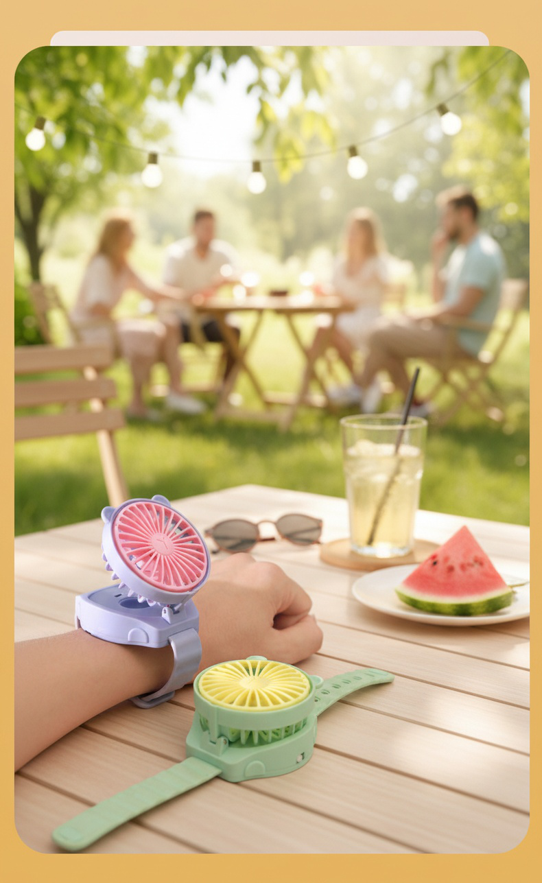 Rechargeable mini wrist fan with USB cable