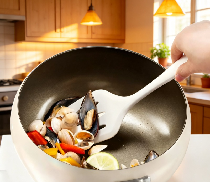 Olla de cristal de titanio pequeña, versátil para verduras y sopas