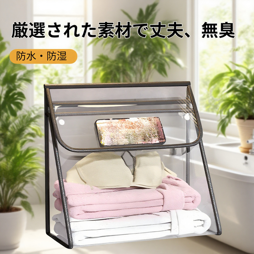 防水素材の収納バッグのアップ