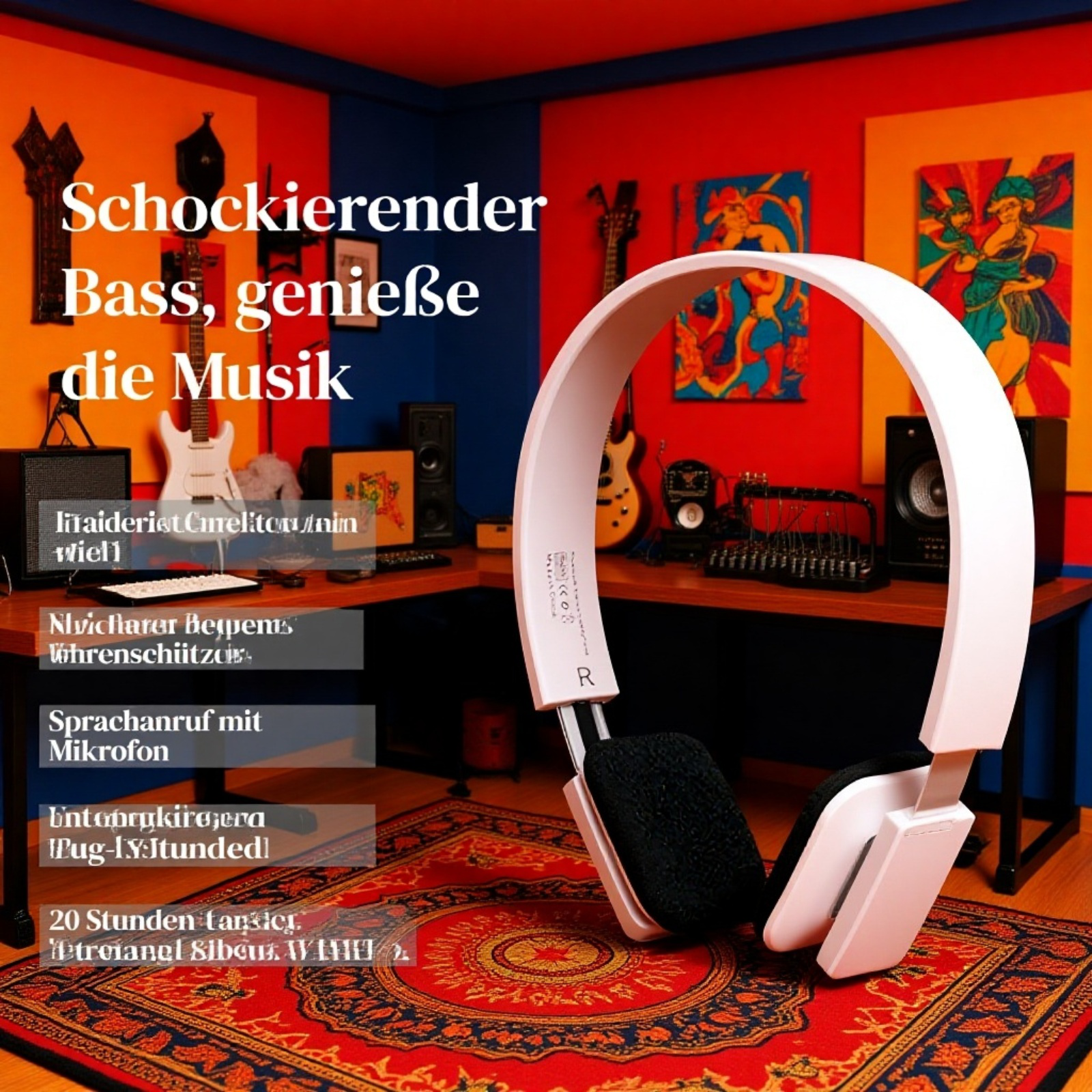 Bluetooth-Kopfhörer im japanischen Stil, Anti-Drop, speziell für Studenten, lange Nutzungsdauer