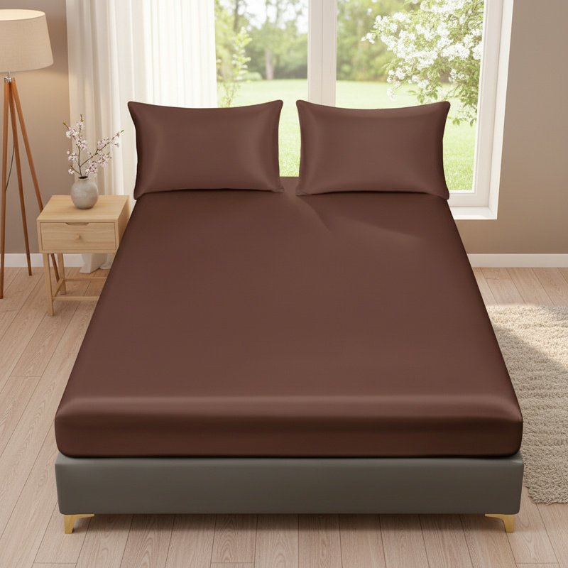 Modern Minimalist Silk Bedspread Bed Skirt, Cool Durable Easy-Clean Bedding