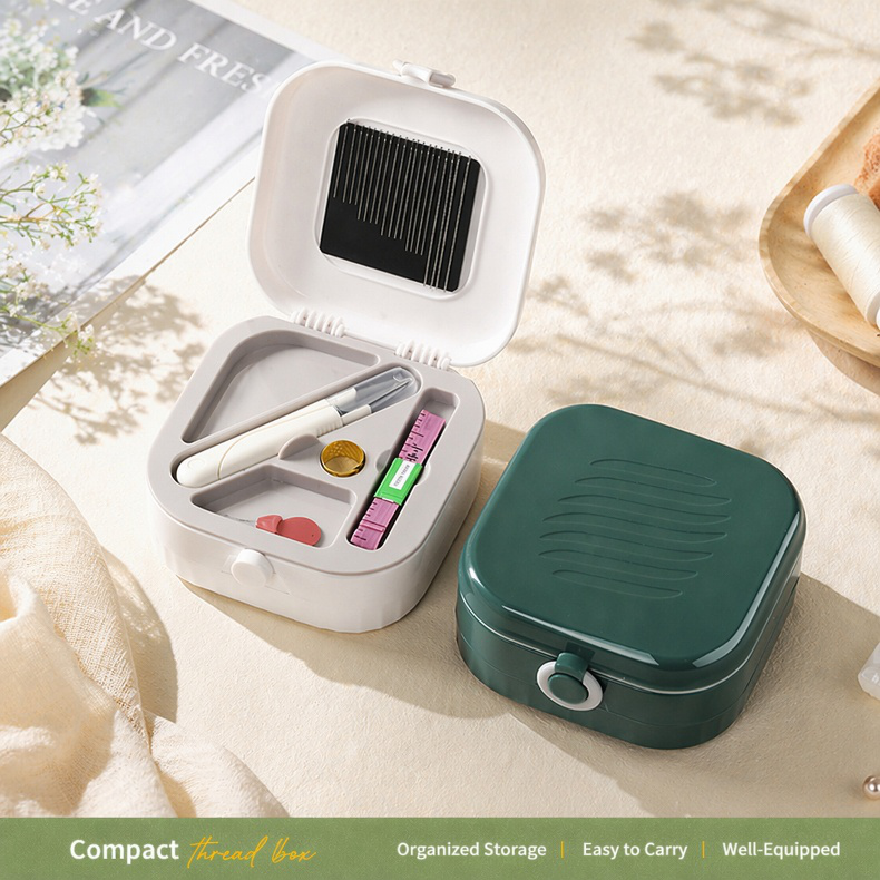 Portable sewing kit case with organized accessories