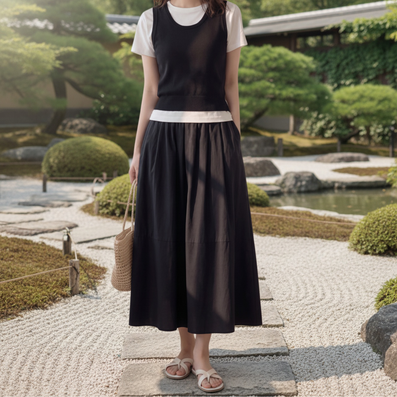 涼しいレディースリネンスカートのコーデ例