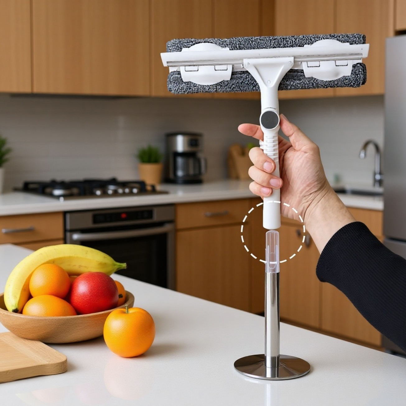 Haushalts Fensterreiniger mit verlängerbarem Stiel