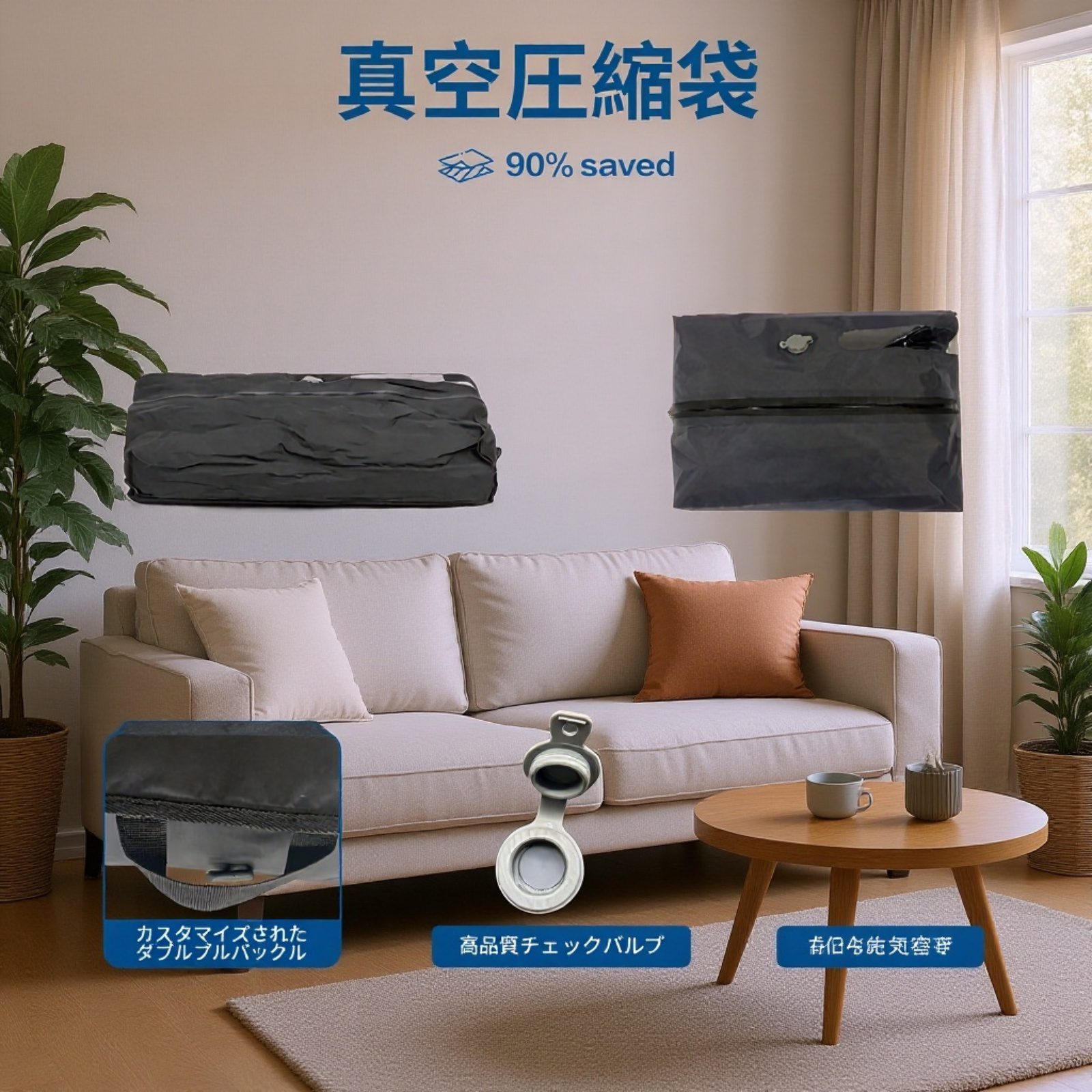 気密防湿防水真空圧縮袋 旅行収納バッグ