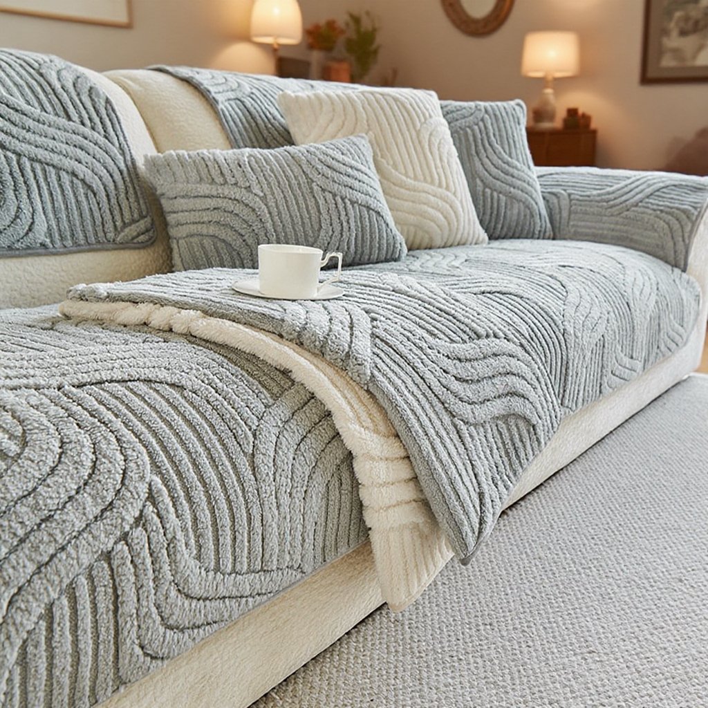 Cotton velvet autumn and winter plush thickened sofa cover