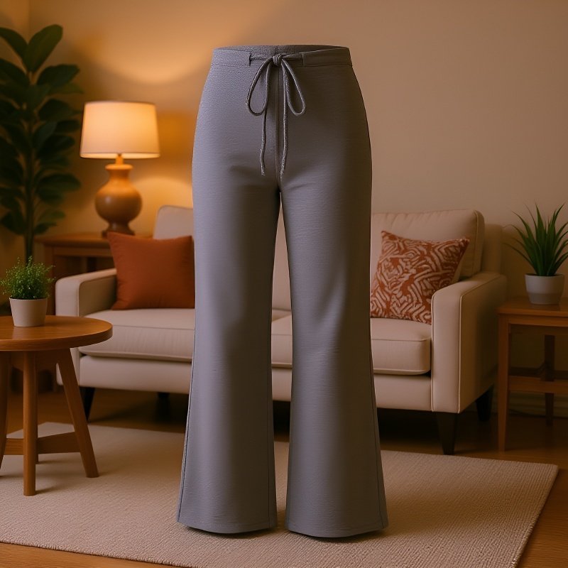 アメリカンスタイルのカジュアルなスウェットパンツ、ハイウエスト、床までの長さのワイドレッグパンツ