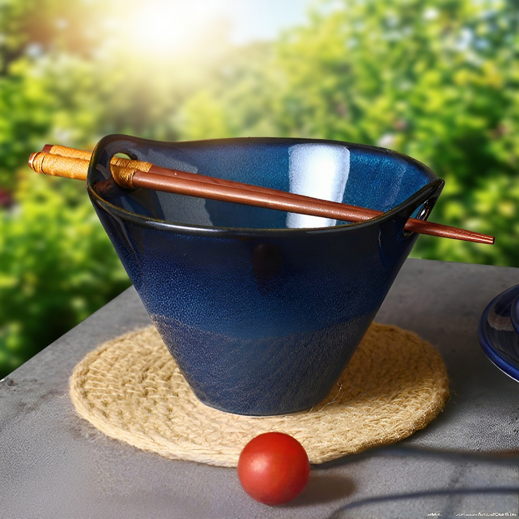 和風窯焼き麺碗 陶器どんぶり帽子型