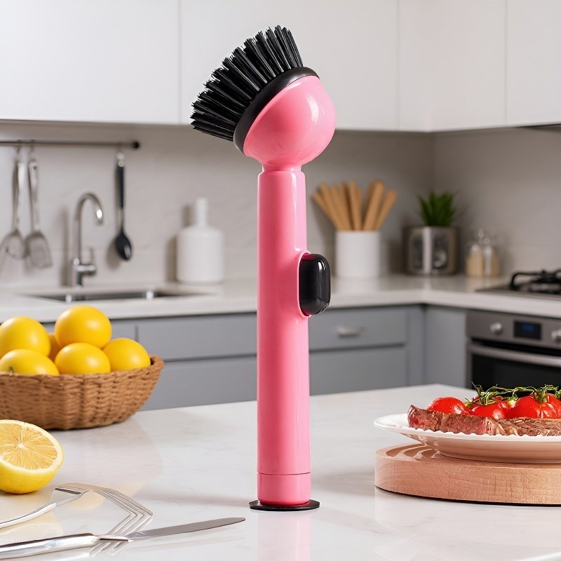 Cepillo dosificador de líquido con ventosa y mango largo estilo dopamina