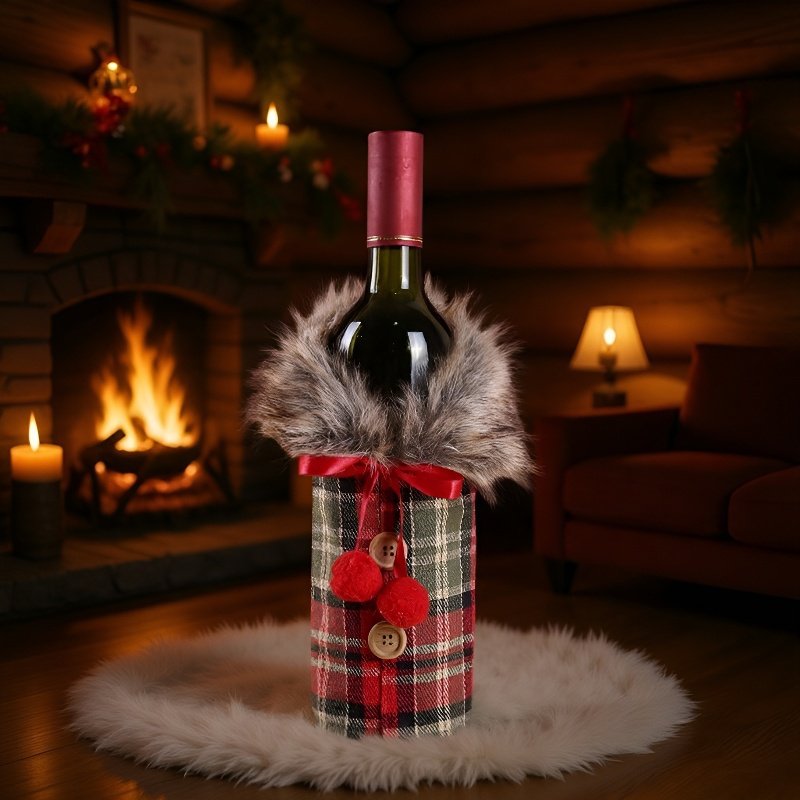 عيد الميلاد زخرفة زجاجة النبيذ الأحمر مجموعة