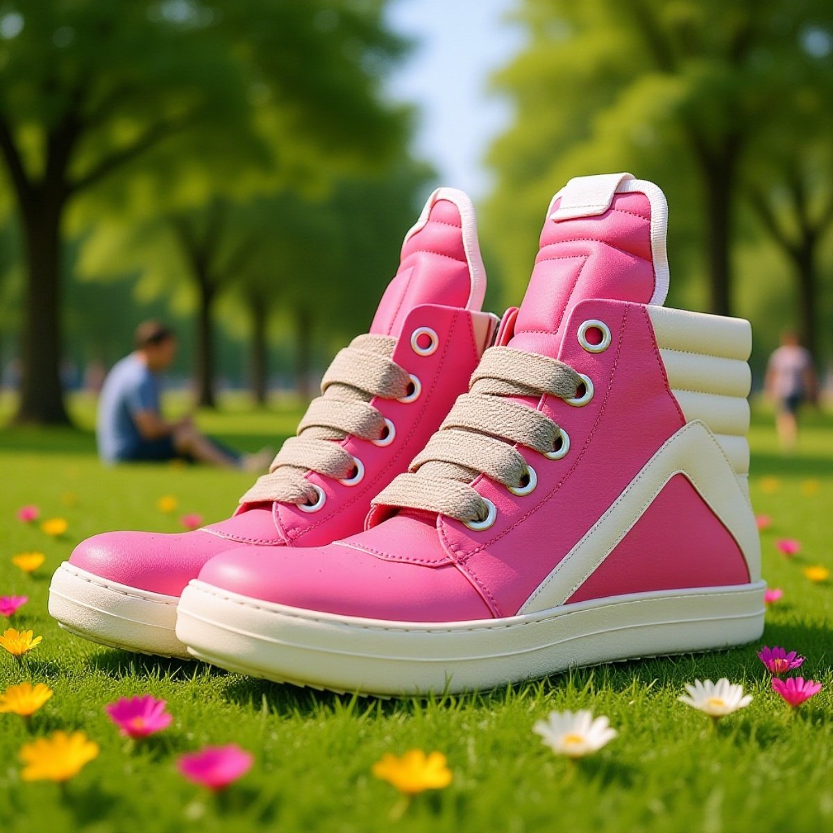 メンズカジュアルスポーツシューズ 厚底ハイカット 太い靴紐スニーカー