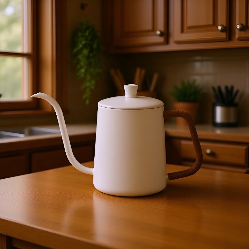 Cafetera de vertido con mango de acero inoxidable