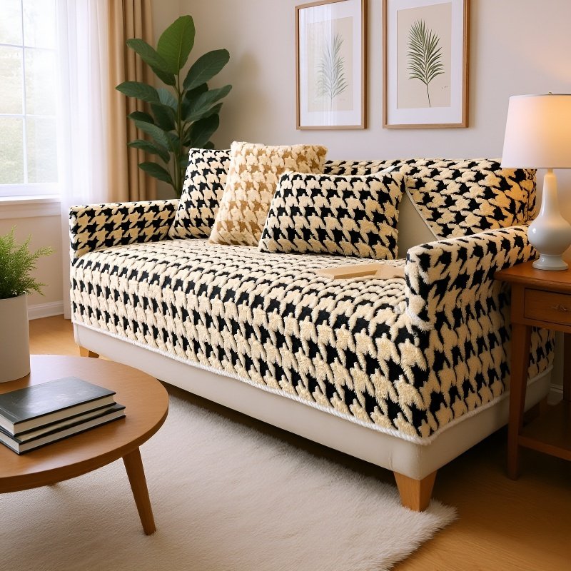 소파 패드 미끄럼 방지 램스울 도톰 보풀 겨울 치조 체크 소파 커버 커버 커버 패드
