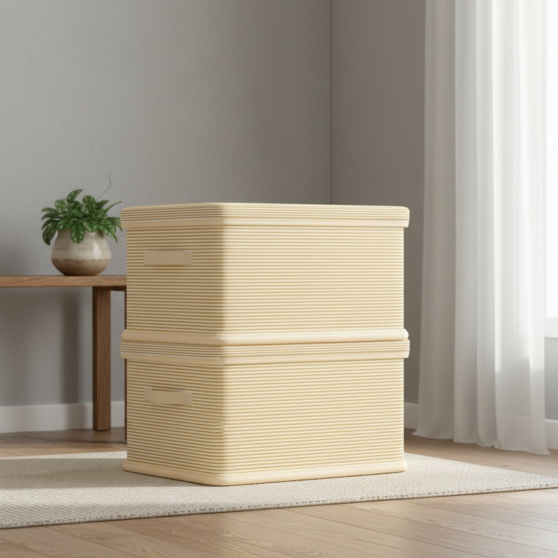 Cesta de almacenamiento grande con tapa, caja organizadora de ropa para armario