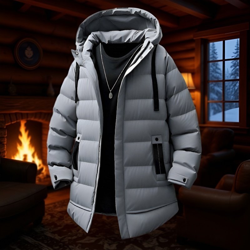 남자 주니어 하프 패딩 착용샷