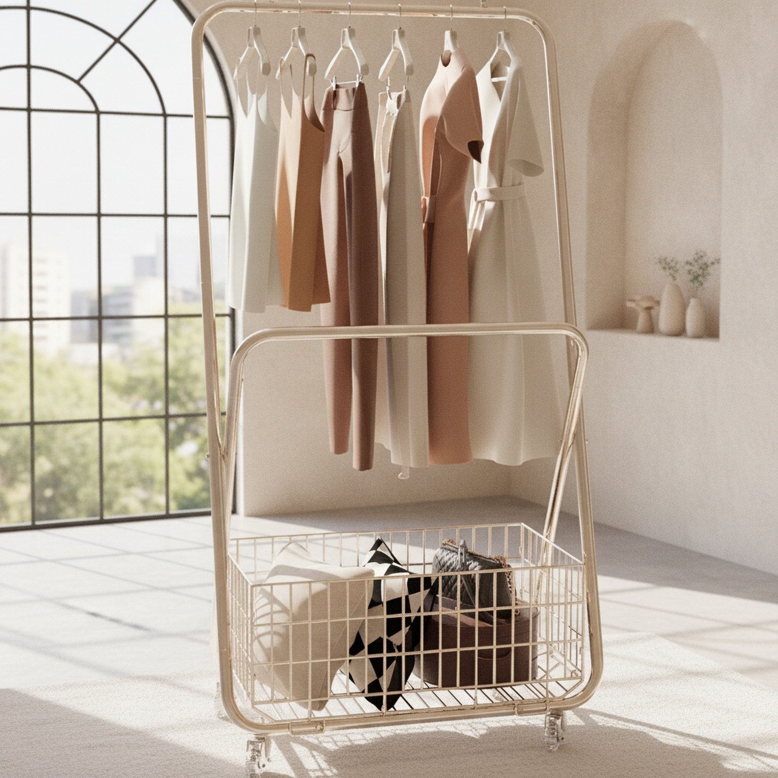 Heavy duty coat rack for balcony and indoor use
