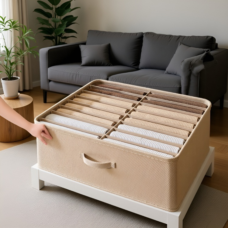 Layered storage box with multiple compartments