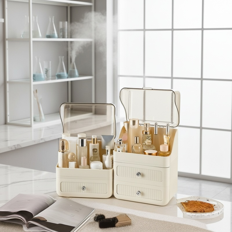 대용량 방진 화장품 수납함 데스크탑 정리함