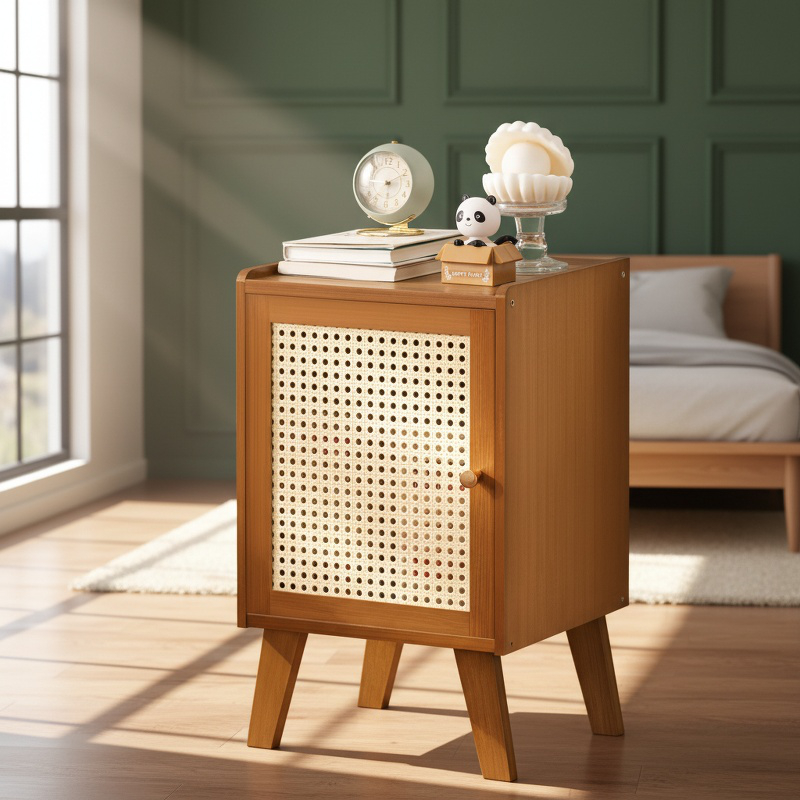 Simple white bedside cabinet for home use