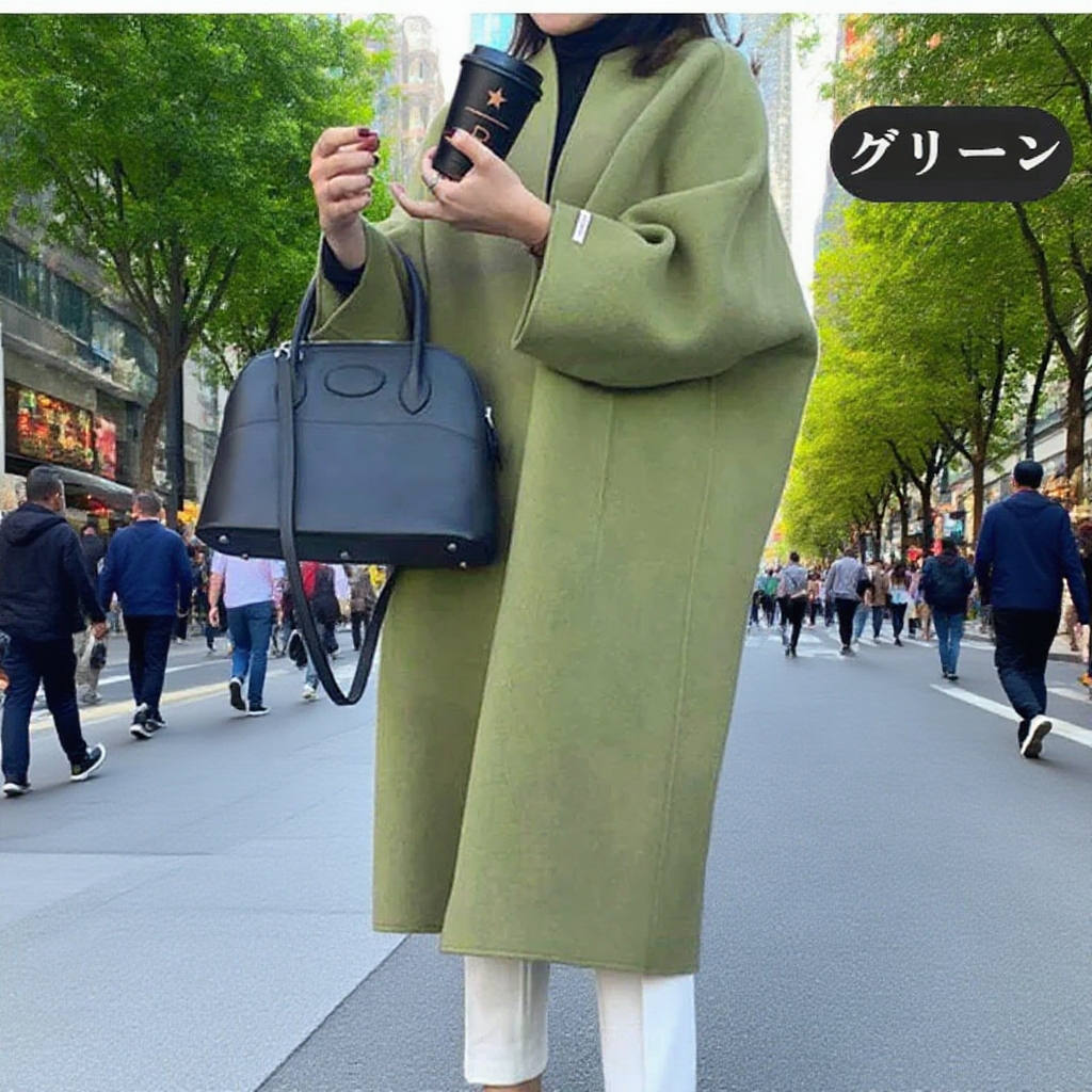 シンプルな韓国風通勤用ストレートコート