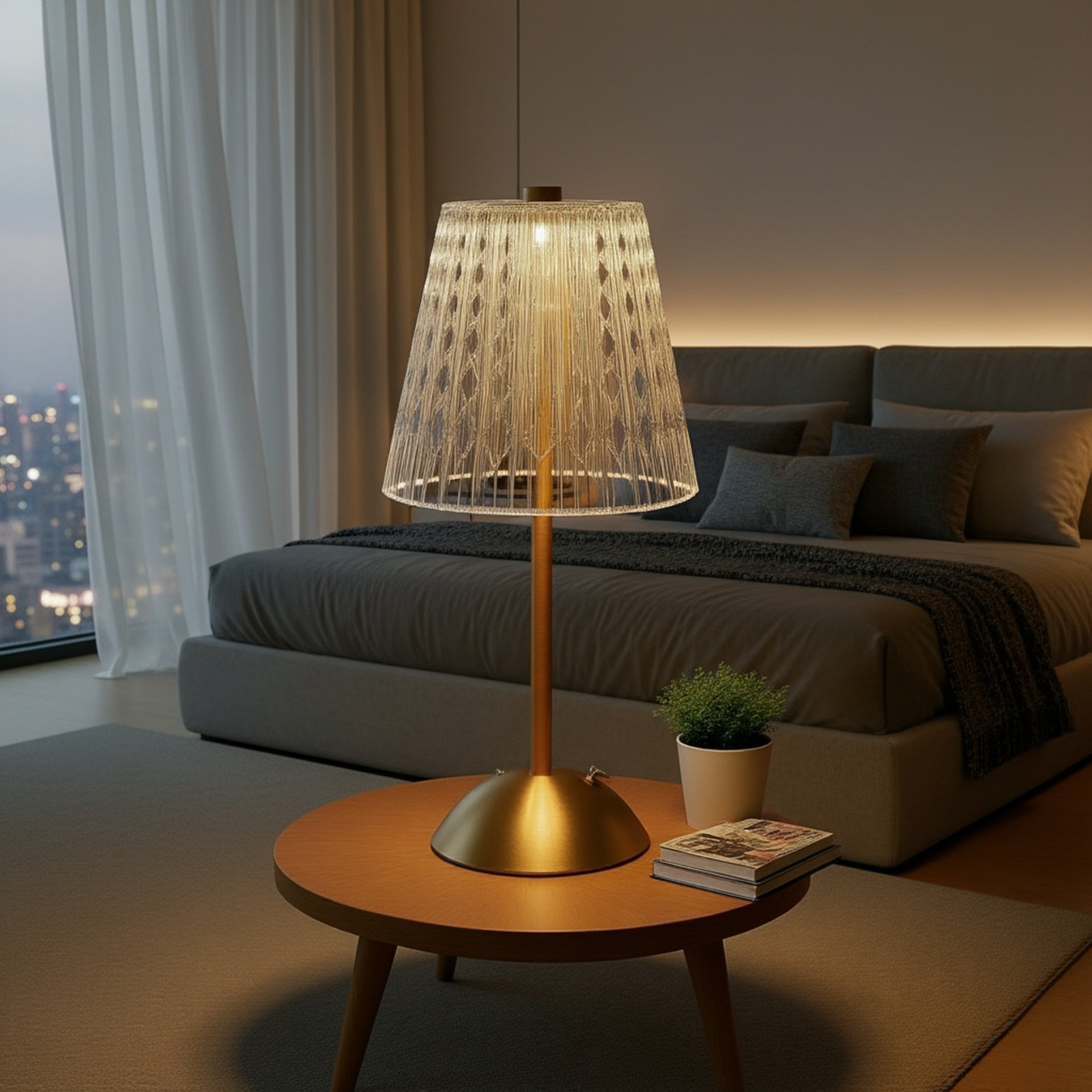 Lampe de bureau rétro en cristal à trois couleurs LED tactile