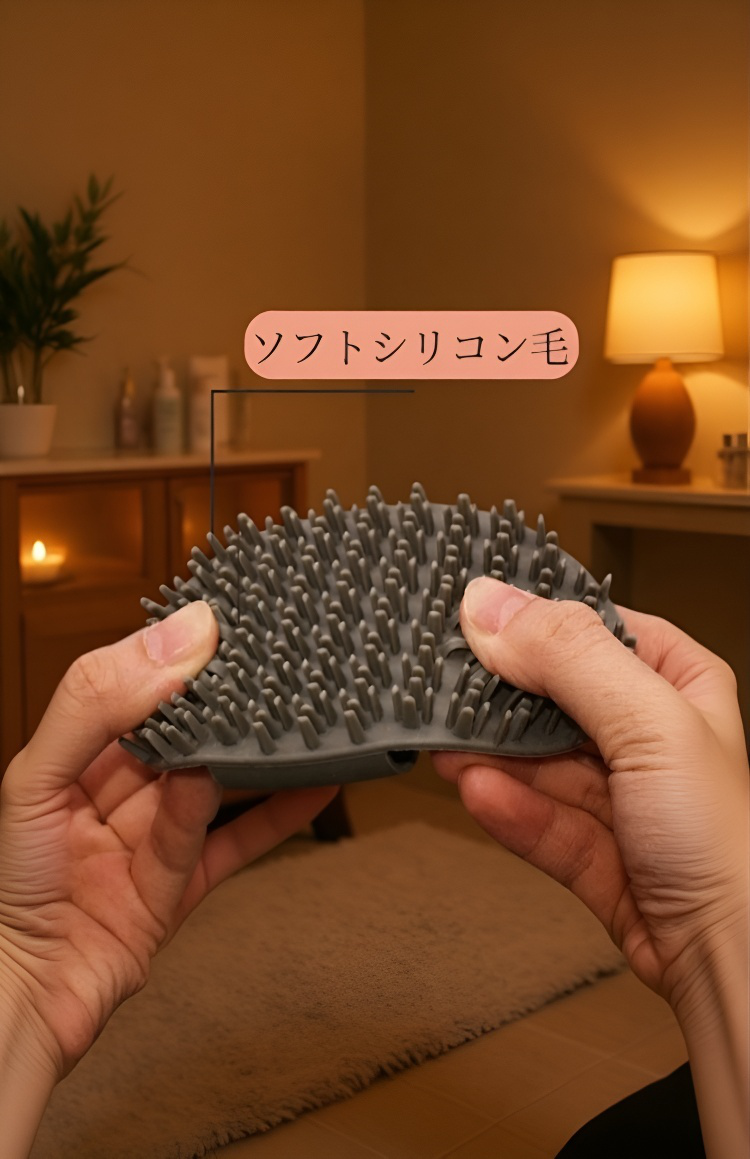 手に優しいデザインのシリコンブラシ