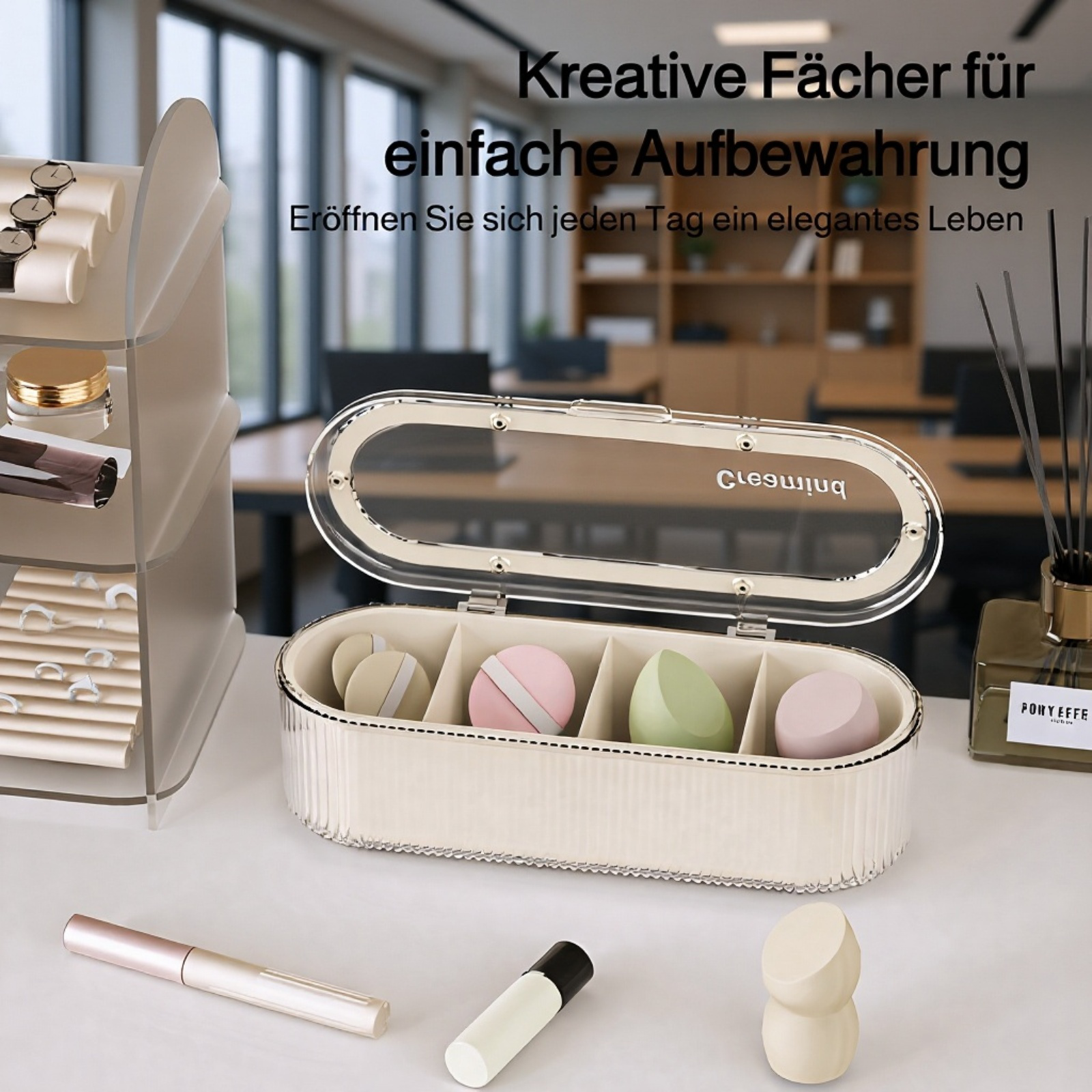 Staubgeschützte Aufbewahrung für Make-up Pinsel