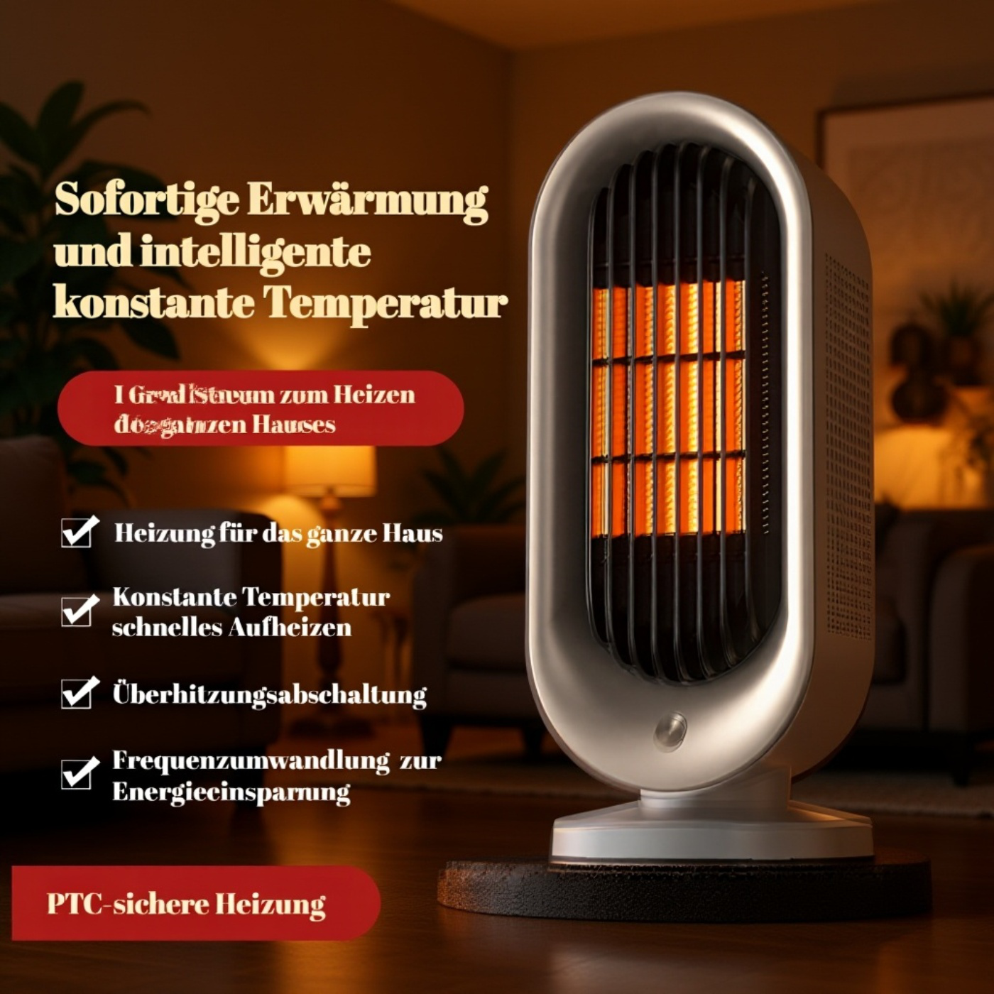 1200W Tisch-Heizlüfter, tragbarer Heizstrahler