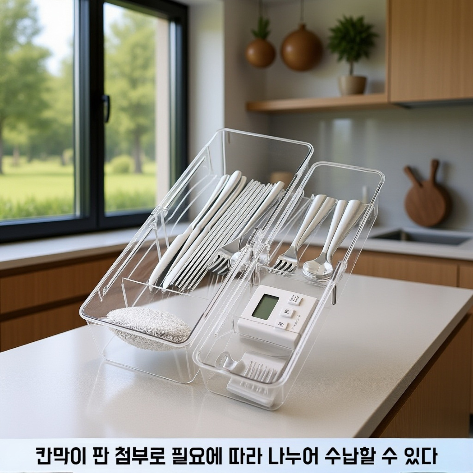 모던한 디자인의 주방 수납 찬장