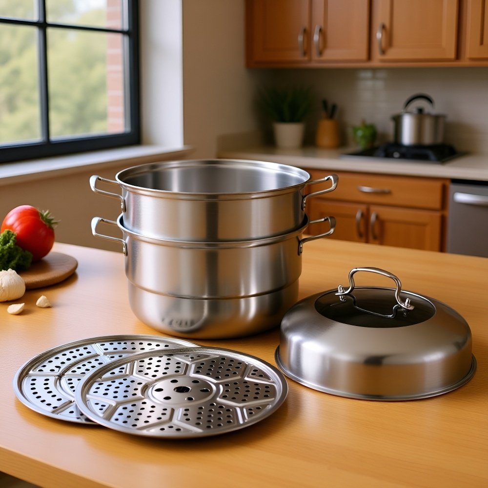 넓은 손잡이가 달린 수프 냄비 측면