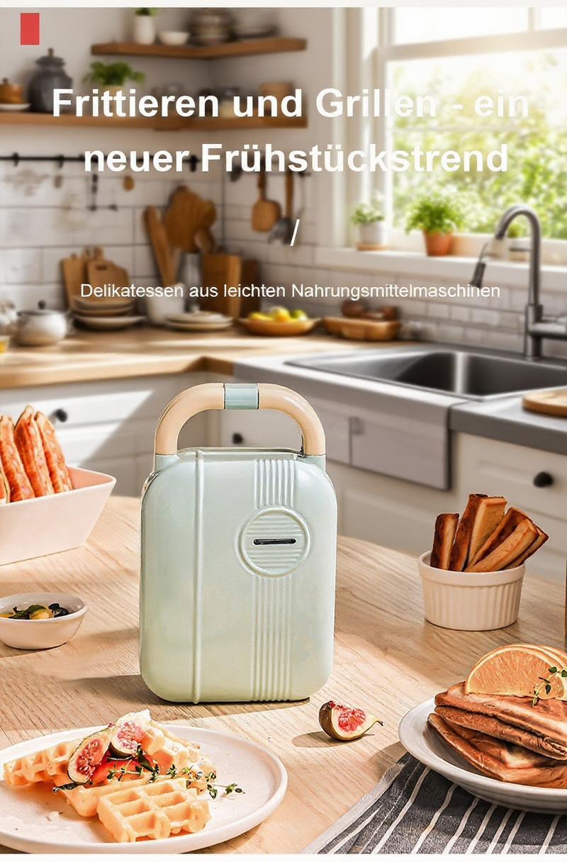 3-in-1 Multifunktions-Sandwichmaker mit auswechselbaren Platten