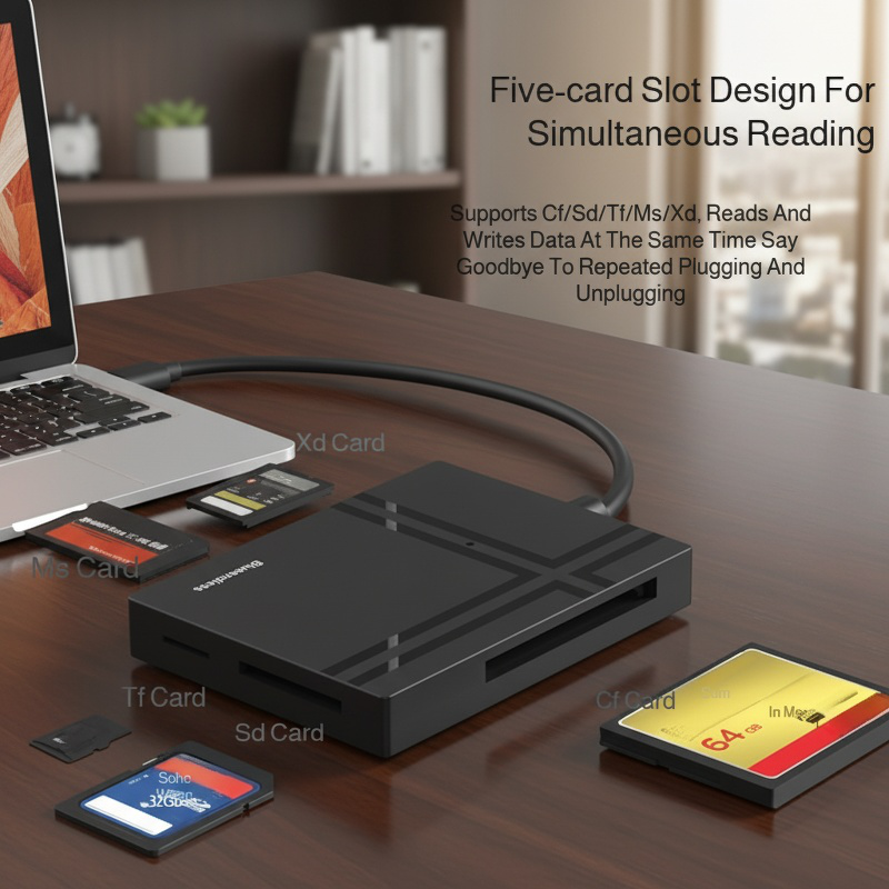USB3.0 Multi-functional 5-in-1 Card Reader Type-C Computer Mobile Phone OTG