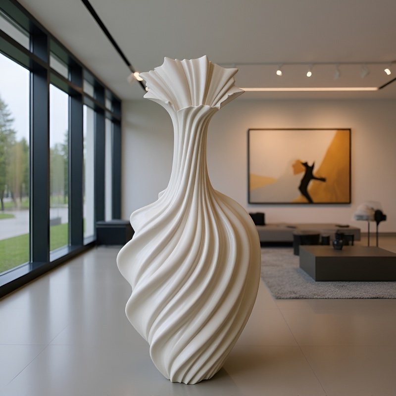 Vase décoratif abstrait torsadé rétro