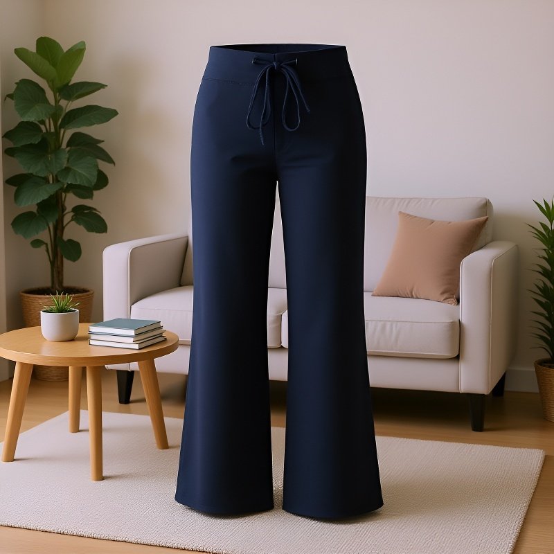 アメリカンスタイルのカジュアルなスウェットパンツ、ハイウエスト、床までの長さのワイドレッグパンツ