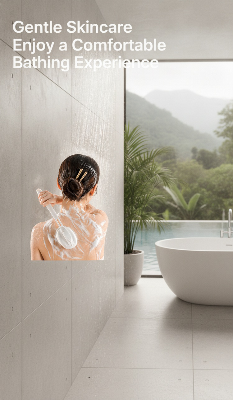 Ergonomic handle of silicone bath brush for easy grip
