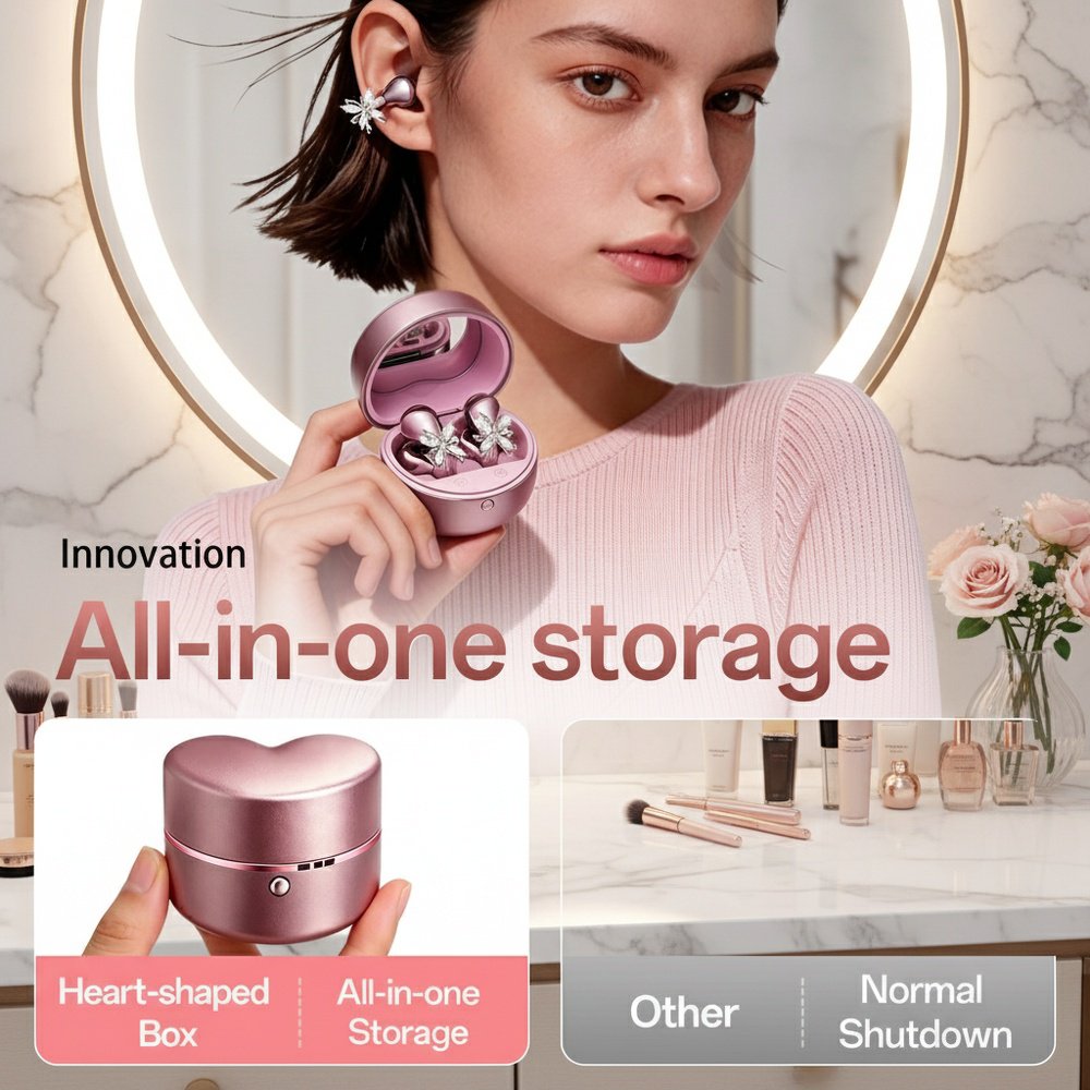 Butterfly Mirror Wireless Bluetooth Clip-on Earphone Earrings