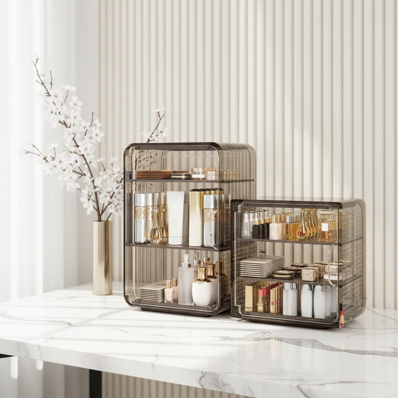 Organisateur transparent en acrylique pour rouges à lèvres et masques pour le visage