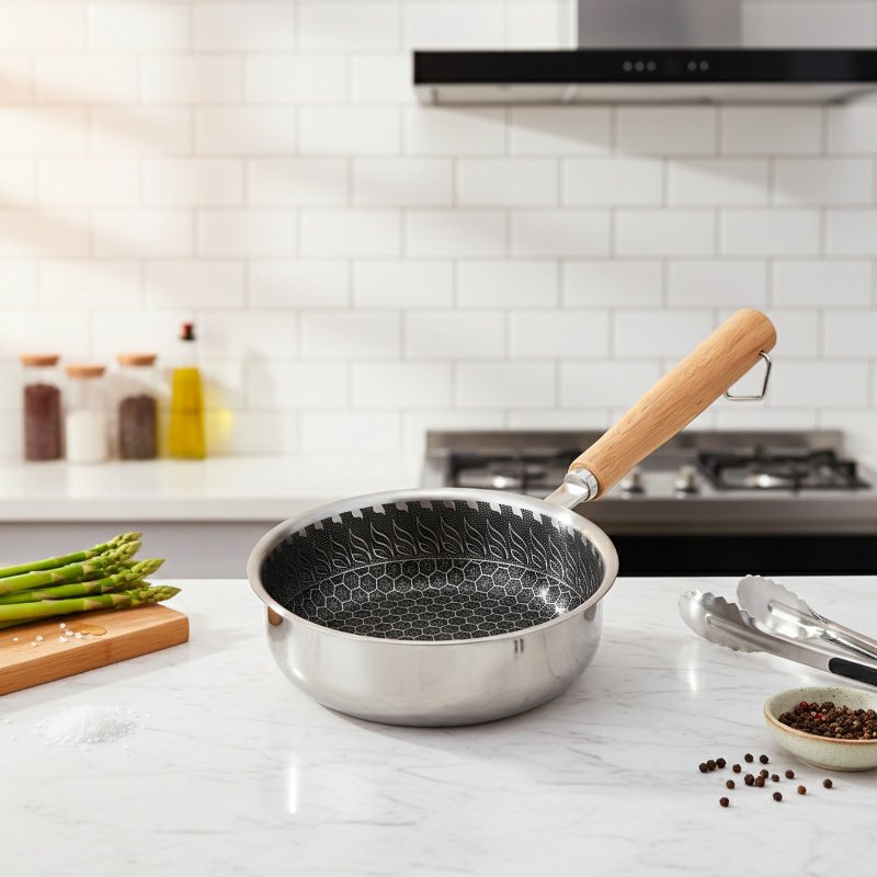 Special non-stick frying pan with ergonomic handle
