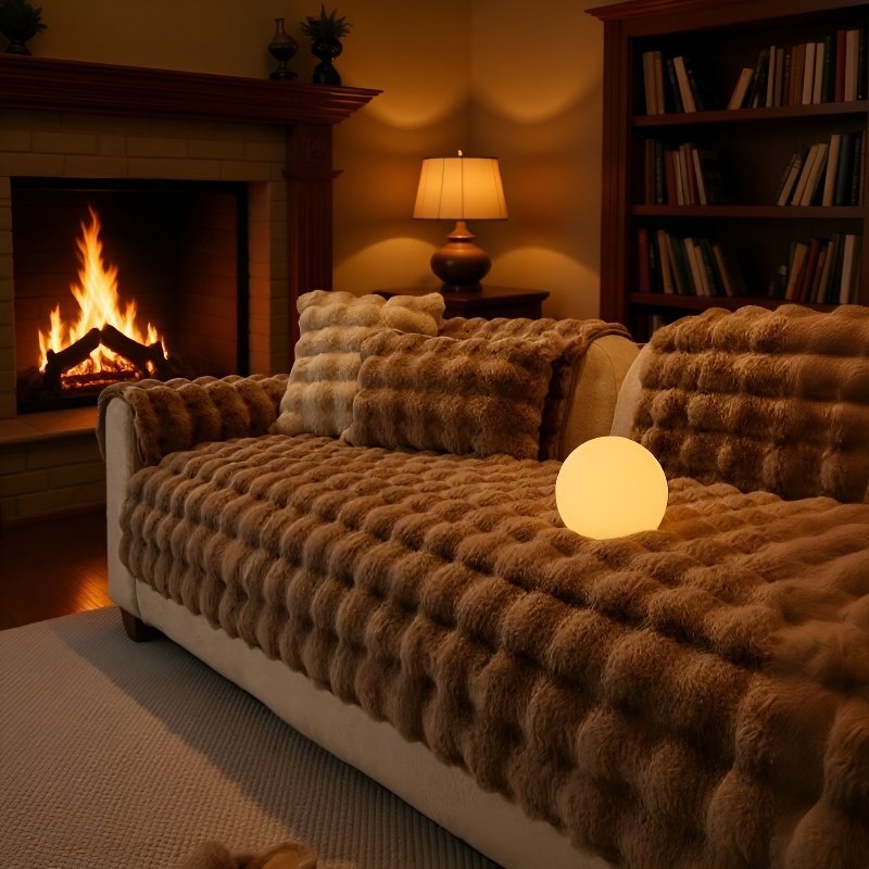 Manta de Sofá de Invierno con Felpa Gruesa, Protector de Sofá Cálido