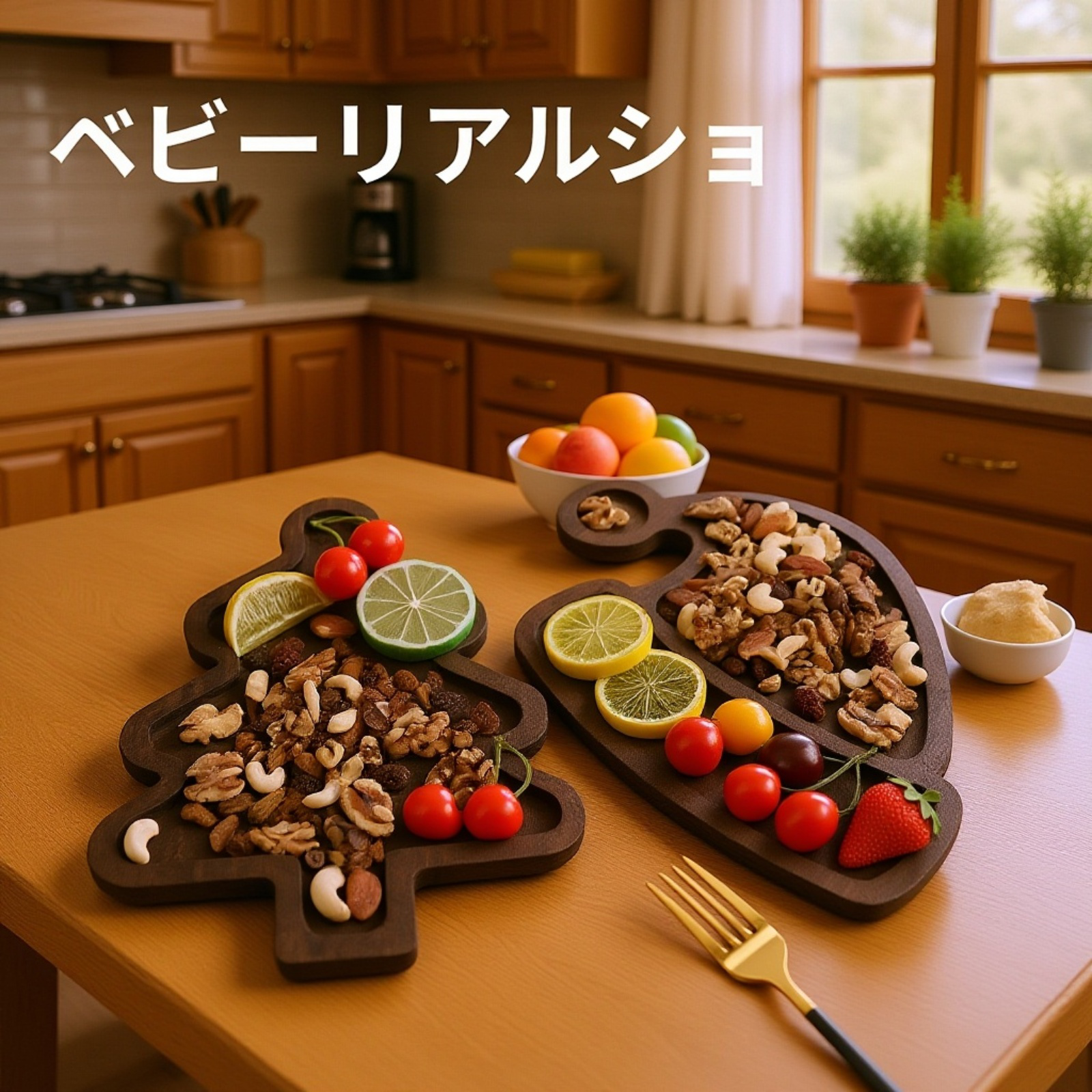 赤と緑のクリスマス食器トレー