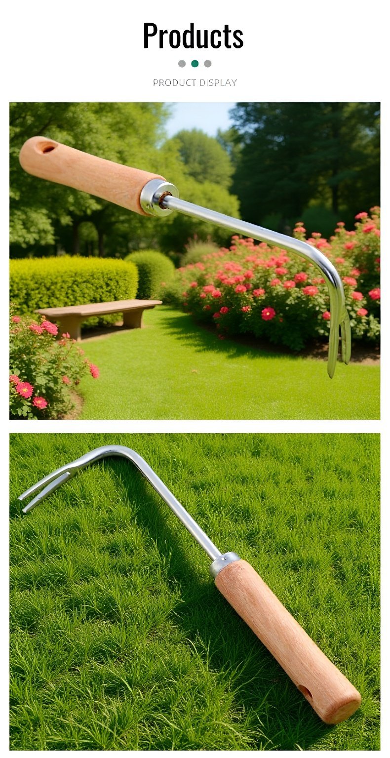 Easy to use wooden handle weeding tool