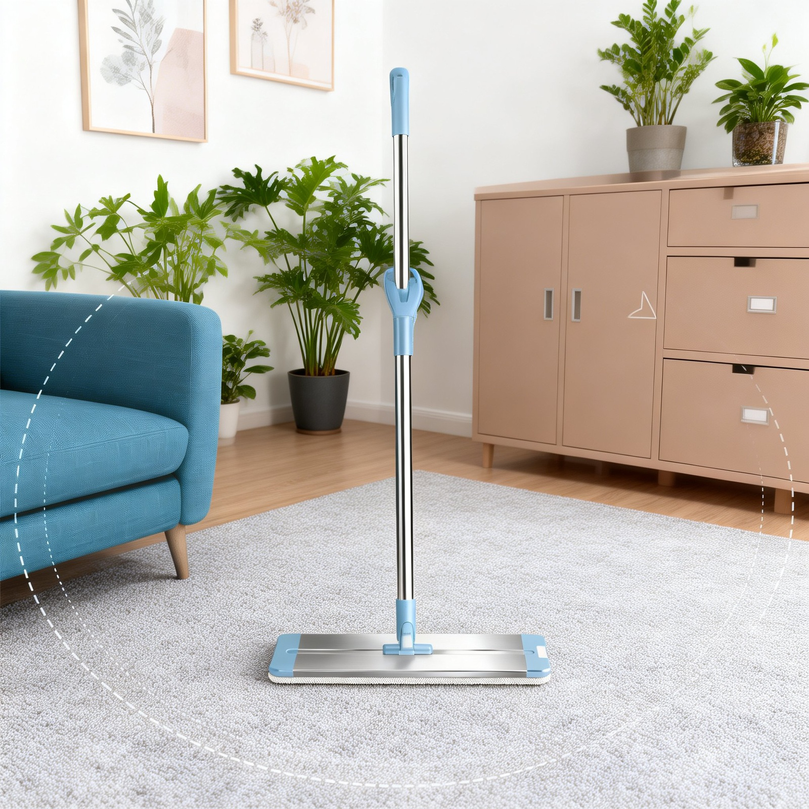 大型の平らなアルミ合金製モップ。使いやすく、ハンズフリーで、家庭の掃除に使え、吸収性があり、濡れても乾いても使えます。