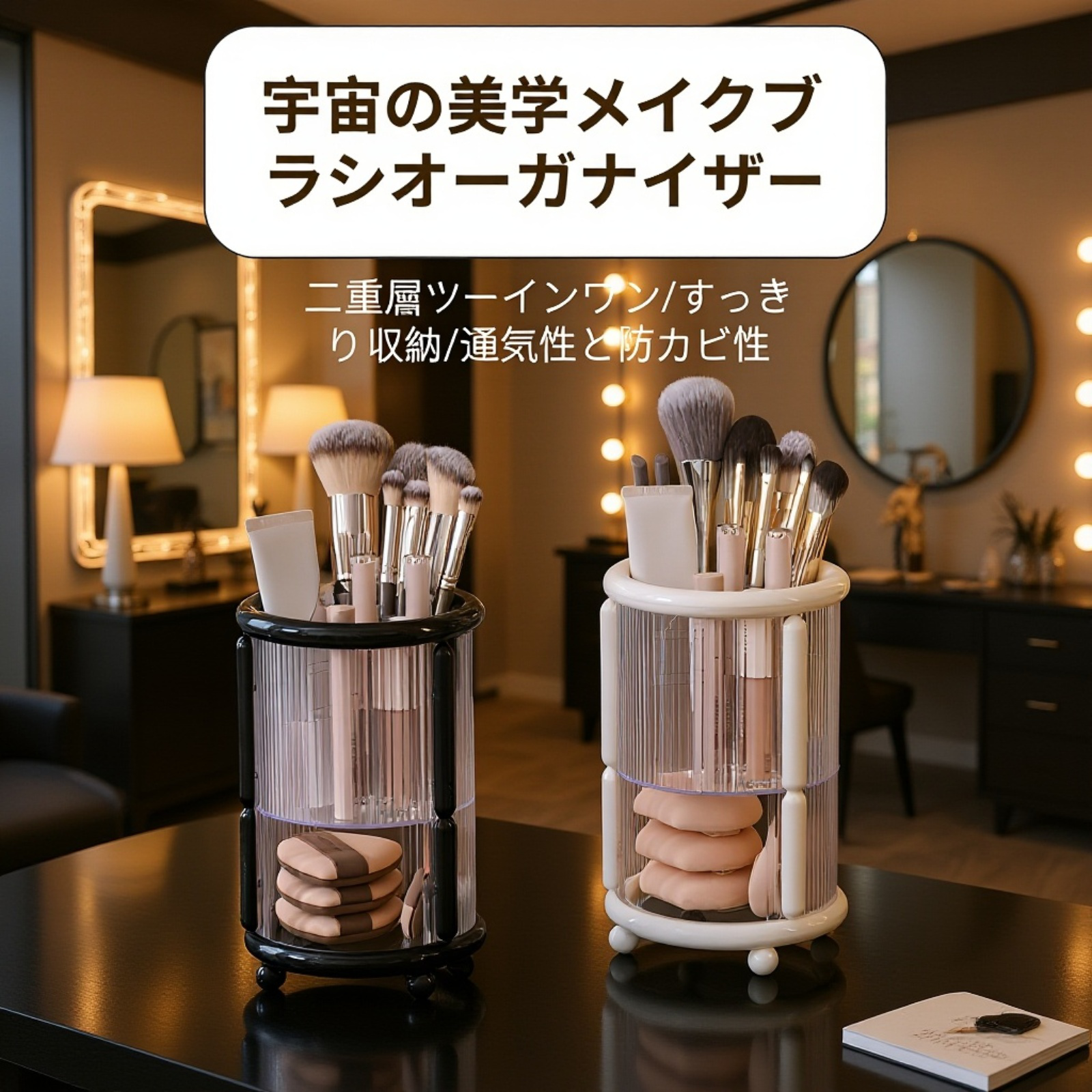 ミニマリスト風メイクブラシ収納バケツの正面写真