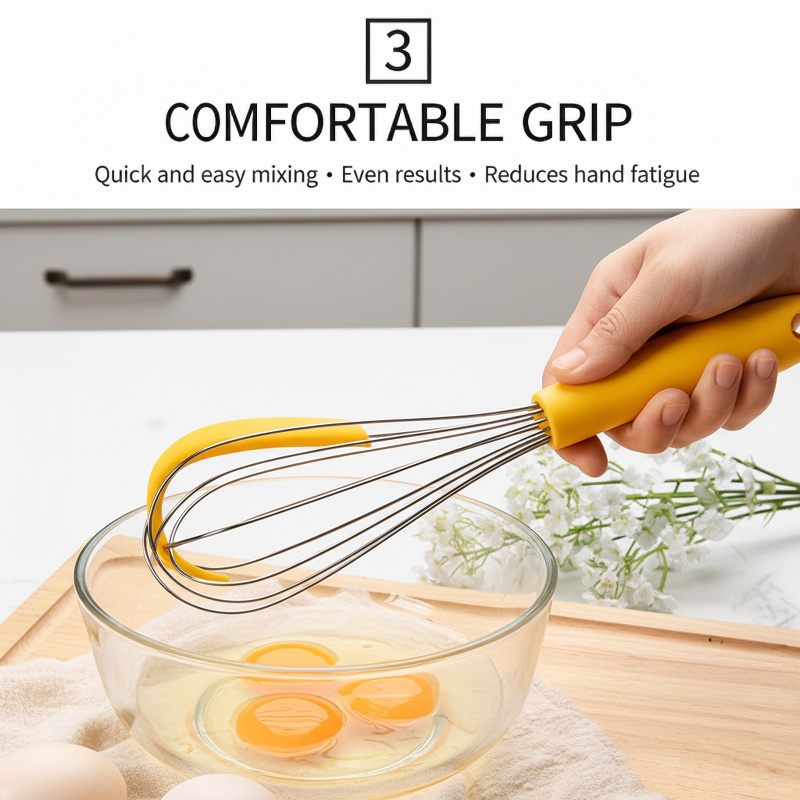 Non-stick silicone whisk for baking and cooking